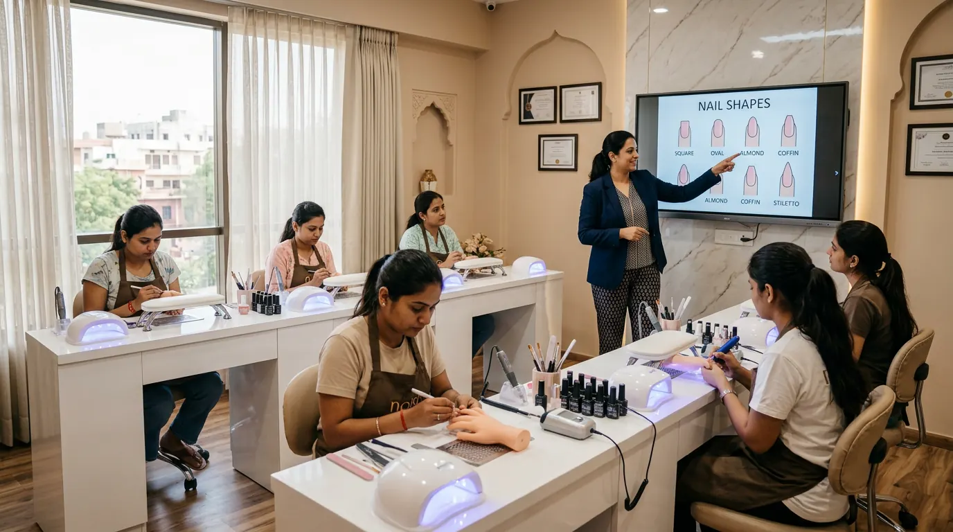 Aveda Education Jaipur classroom — students at workstations