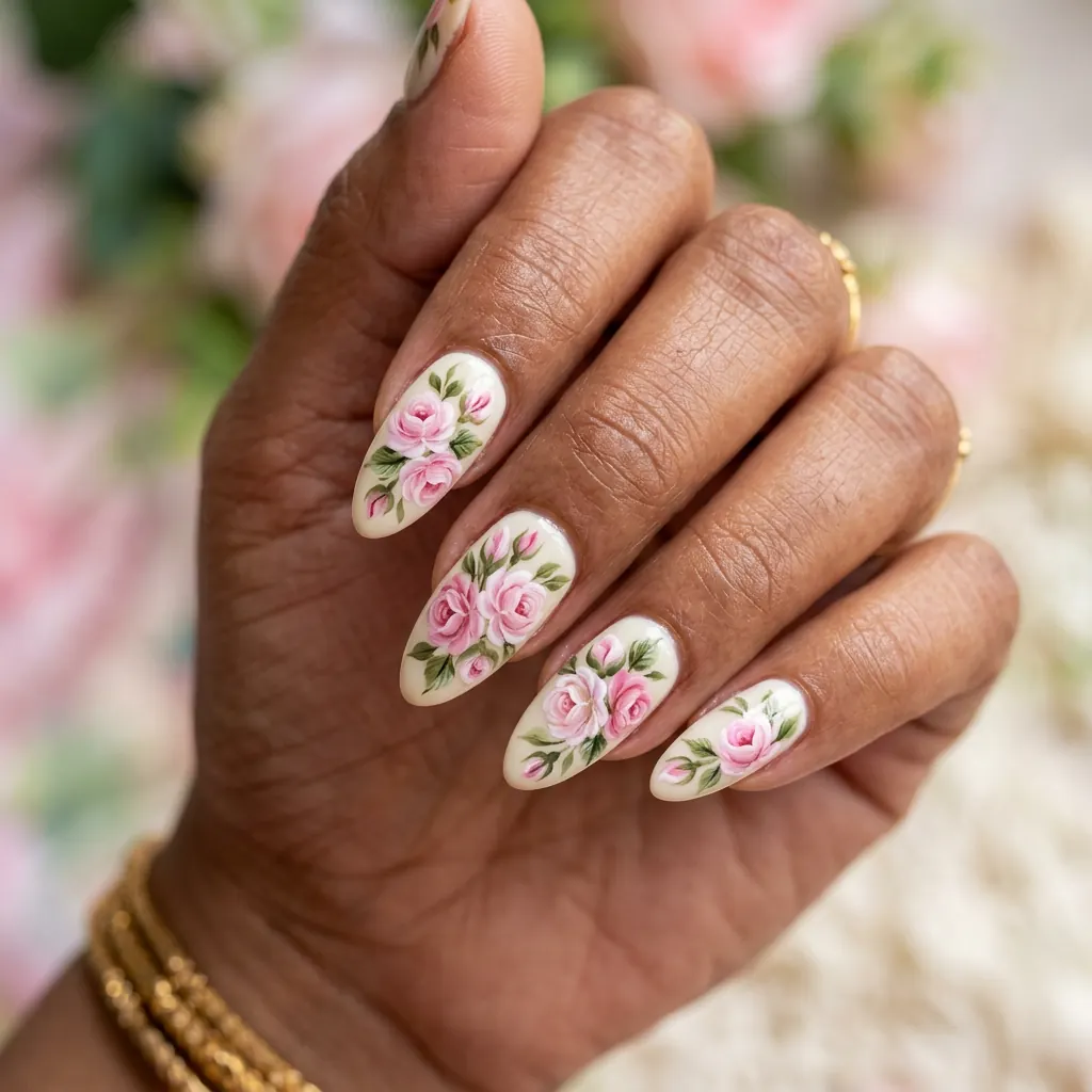 Hand-painted floral one-stroke