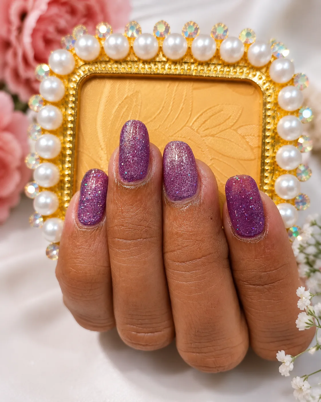 Glitter ombré gel extensions — squoval shape